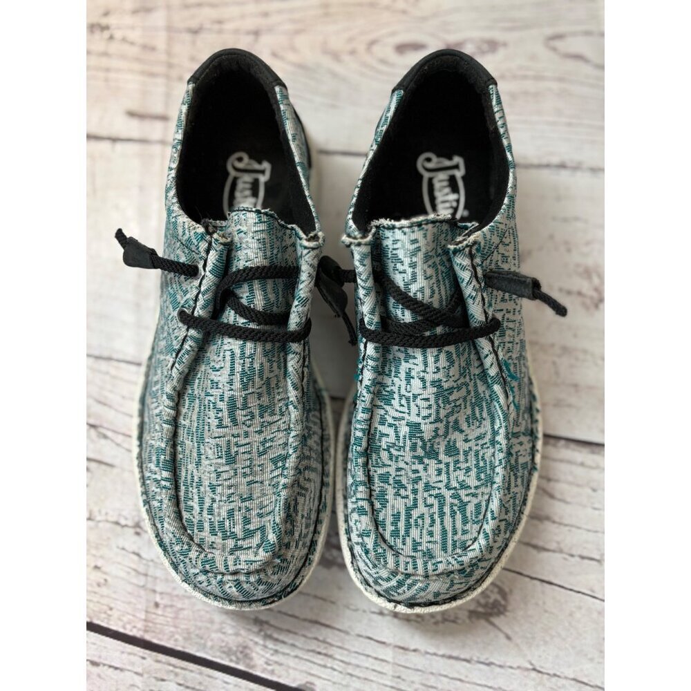 Justin Womens Size 7.5M Casual Slip-On Shoes Style 3345 Leather & Fabric Upper - Picture 2 of 9